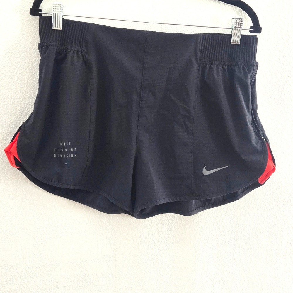 Nike Running Division Tempo Luxe Shorts Black Zippered Sides Athletic Size Large